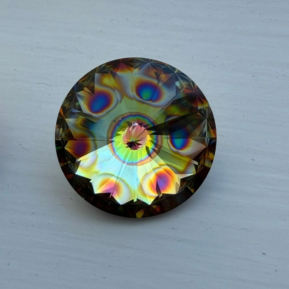 New Lot of 2 Crystal Rivoli Rhinestones 18mm Iridescent Faceted Stones‎